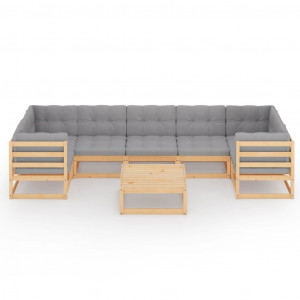 Set mobilier de grădină cu perne, 8 piese, lemn masiv de pin - Img 2