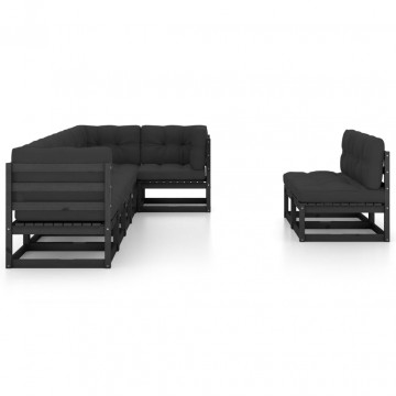 Set mobilier de grădină cu perne, 8 piese, lemn masiv de pin - Img 3
