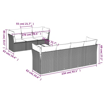 Set mobilier de grădină cu perne, 8 piese, negru, poliratan - Img 3