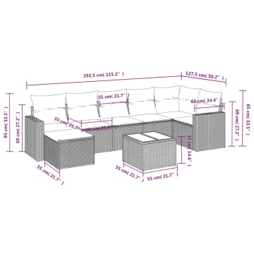 Set mobilier de grădină cu perne, 8 piese, negru, poliratan - Img 3