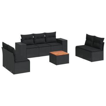Set mobilier de grădină cu perne, 8 piese, negru, poliratan - Img 2