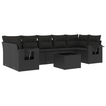 Set mobilier de grădină cu perne, 8 piese, negru, poliratan - Img 2