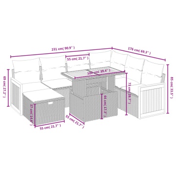 Set mobilier de grădină cu perne, 8 piese, negru, poliratan - Img 4