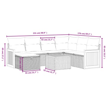 Set mobilier de grădină cu perne, 8 piese, negru, poliratan - Img 4