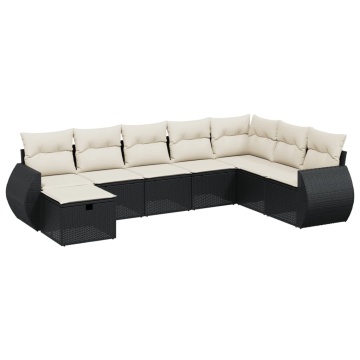 Set mobilier de grădină cu perne, 8 piese, negru, poliratan - Img 2