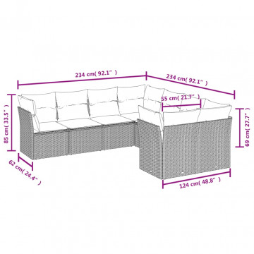 Set mobilier de grădină cu perne, 8 piese, negru, poliratan - Img 3