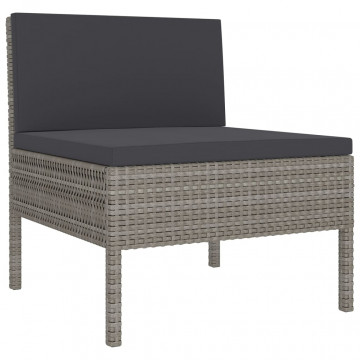 Set mobilier de grădină cu perne, 9 piese, gri, poliratan - Img 4