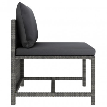 Set mobilier de grădină cu perne, 9 piese, gri, poliratan - Img 7
