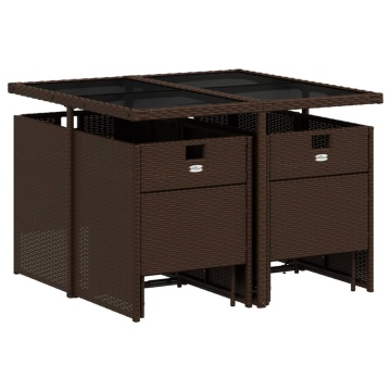 Set mobilier de grădină cu perne, 9 piese, maro, poliratan - Img 3