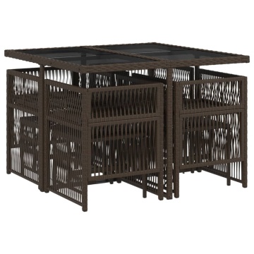 Set mobilier de grădină cu perne, 9 piese, maro, poliratan - Img 3