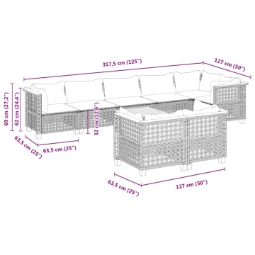 Set mobilier de grădină cu perne, 9 piese, negru, poliratan - Img 7