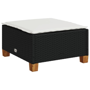 Set mobilier de grădină cu perne, 9 piese, negru, poliratan - Img 3
