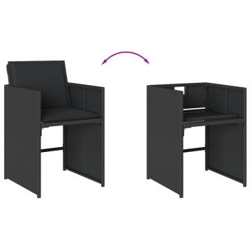 Set mobilier de grădină cu perne, 9 piese, negru, poliratan - Img 6