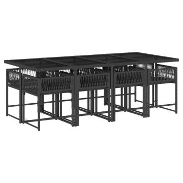 Set mobilier de grădină cu perne, 9 piese, negru, poliratan - Img 3
