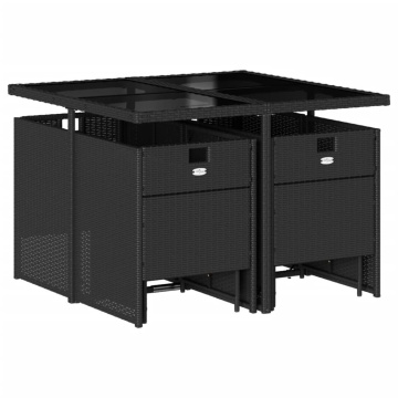 Set mobilier de grădină cu perne, 9 piese, negru, poliratan - Img 3