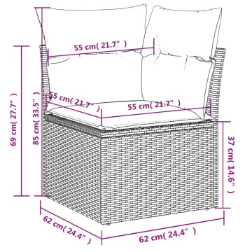 Set mobilier de grădină cu perne, 9 piese, negru, poliratan - Img 7