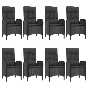 Set mobilier de grădină cu perne, 9 piese, negru, poliratan - Img 4