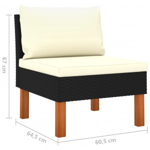 Set mobilier de grădină cu perne, 9 piese, negru, poliratan - Img 7