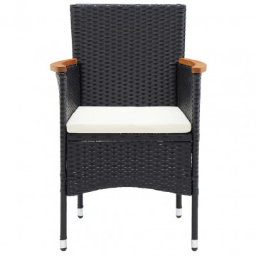 Set mobilier de grădină cu perne, 9 piese, negru, poliratan - Img 5