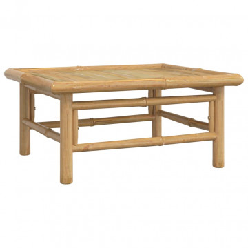 Set mobilier de grădină cu perne alb crem, 7 piese, bambus - Img 7