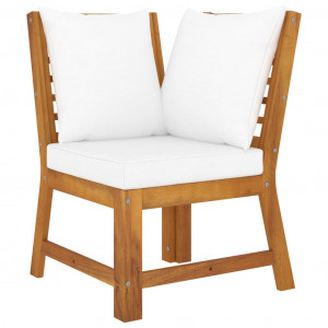 Set mobilier de grădină cu perne crem, 4 piese, lemn de acacia - Img 8