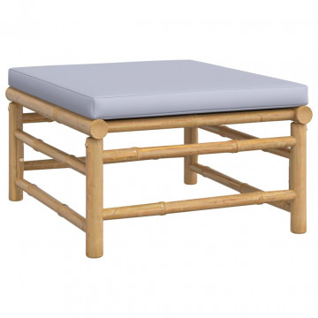 Set mobilier de grădină cu perne gri deschis, 12 piese, bambus - Img 5
