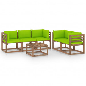 Set mobilier de grădină cu perne verde aprins, 6 piese - Img 1