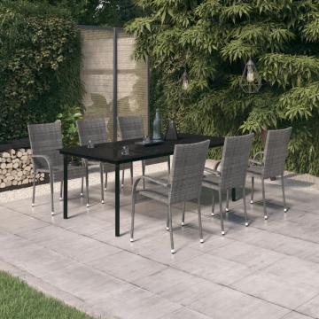 Set mobilier de grădină ,gri și negru, 7 piese - Img 1
