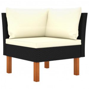 Set mobilier grădină, 3 piese, poliratan & lemn masiv eucalipt - Img 4