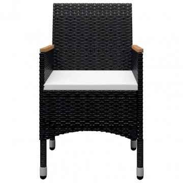 Set mobilier grădină, 9 piese, negru, poliratan și lemn masiv - Img 8