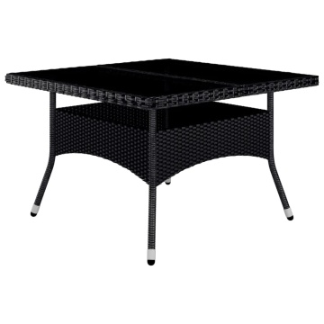 Set mobilier grădină, 9 piese, negru, poliratan/sticlă tratată - Img 6