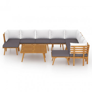 Set mobilier grădină cu perne, 12 piese, lemn masiv de acacia - Img 3