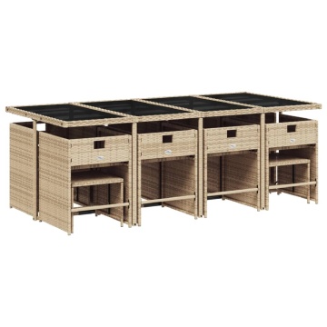Set mobilier grădină cu perne, 13 piese, bej combinat poliratan - Img 8
