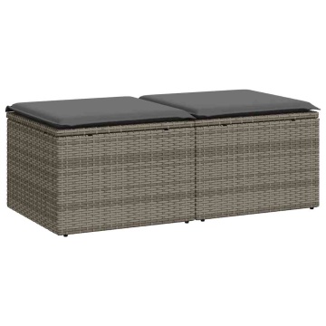 Set mobilier grădină cu perne 2 piese gri poliratan/lemn acacia - Img 2