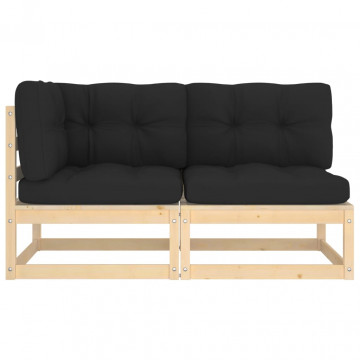 Set mobilier grădină cu perne, 2 piese, lemn masiv de pin - Img 1