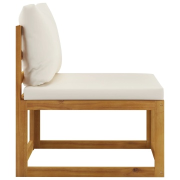 Set mobilier grădină cu perne, 4 piese, crem, lemn masiv acacia - Img 5