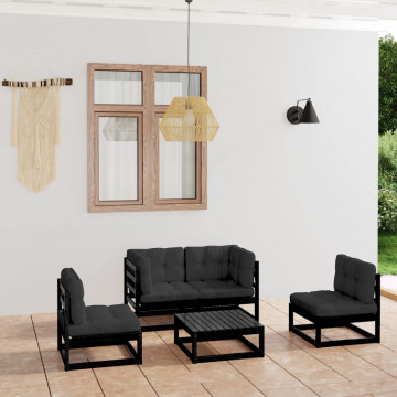 Set mobilier grădină cu perne, 5 piese, lemn masiv pin - Img 1
