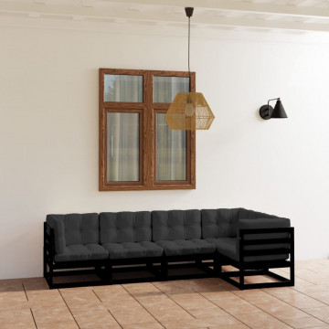 Set mobilier grădină cu perne, 5 piese, lemn masiv pin - Img 1