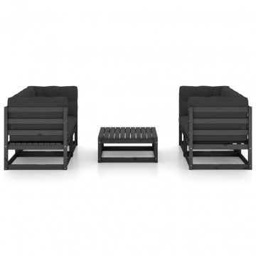 Set mobilier grădină cu perne, 5 piese, lemn masiv pin - Img 3