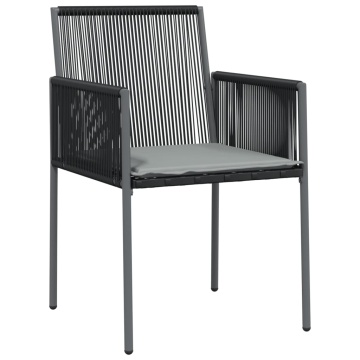 Set mobilier grădină cu perne, 5 piese, negru, poliratan & oțel - Img 8