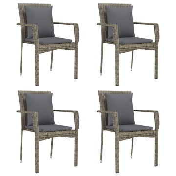 Set mobilier grădină cu perne, 5 piese, negru și gri, poliratan - Img 4