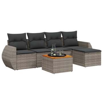 Set mobilier grădină cu perne, 6 piese, gri, poliratan - Img 2