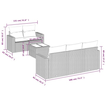 Set mobilier grădină cu perne, 6 piese, gri, poliratan - Img 3