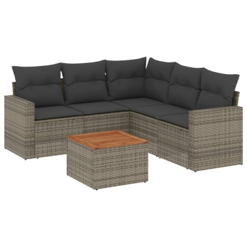 Set mobilier grădină cu perne, 6 piese, gri, poliratan - Img 2