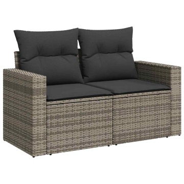 Set mobilier grădină cu perne, 6 piese, gri, poliratan - Img 4