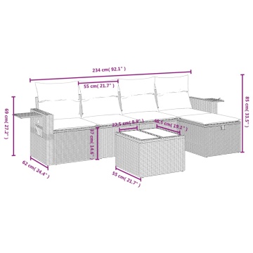 Set mobilier grădină cu perne, 6 piese, gri, poliratan - Img 4