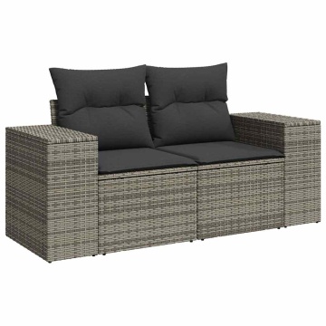 Set mobilier grădină cu perne, 6 piese, gri, poliratan - Img 4