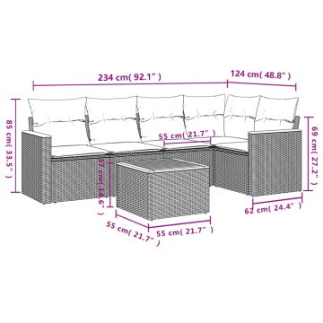 Set mobilier grădină cu perne, 6 piese, gri, poliratan - Img 7