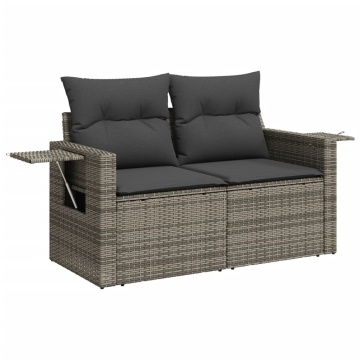 Set mobilier grădină cu perne, 6 piese, gri, poliratan - Img 6