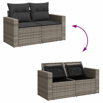 Set mobilier grădină cu perne, 6 piese, gri, poliratan - Img 7